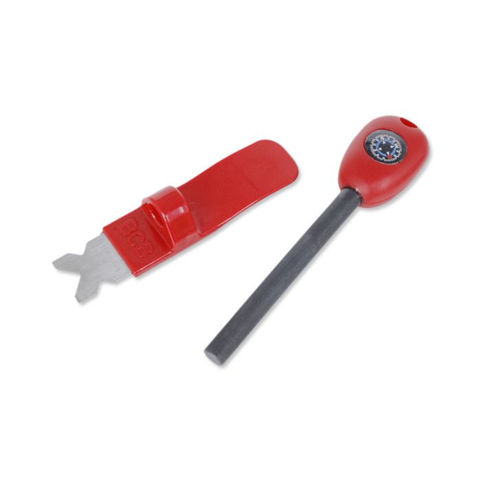 Pedernal de magnesio GRAND con brújula, color rojo