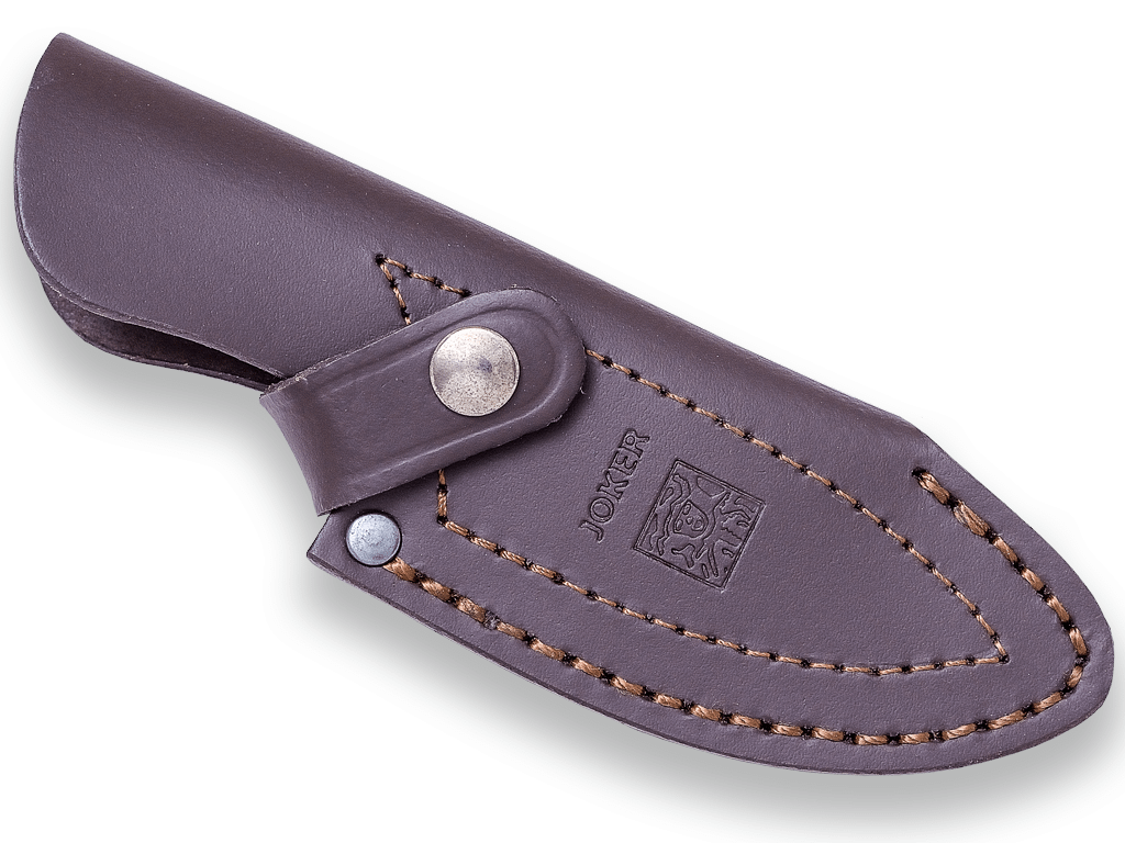 CUCHILLO BUSHCRAFT JOKER AGUILA, CON PUÑO EN MADERA DE OLIVO, VIROLA PALO SANTO Y HOJA DE 8,5 CM. INCLUYE FUNDA DE CUERO. CO103 - Espadas y Más