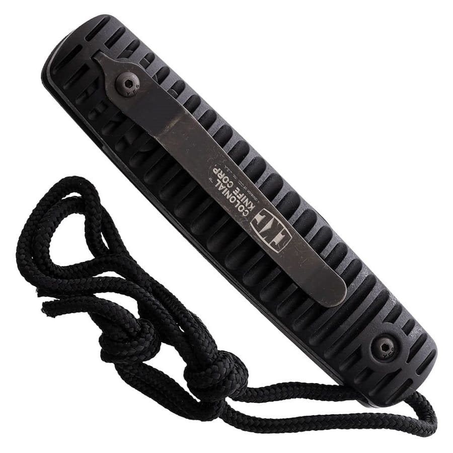 Navaja plegable Ranger negra con apertura asistida, filo combinado y punta tanto diseñada por Blackie Collins