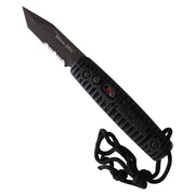Navaja plegable Ranger negra con apertura asistida, filo combinado y punta tanto diseñada por Blackie Collins