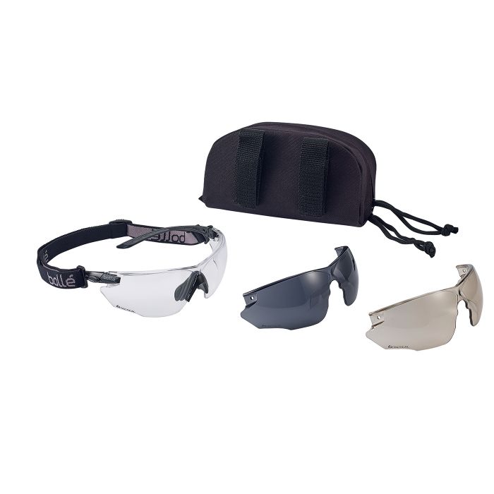 Gafas protectoras balísticas BOLLÉ COMBAT con 3 lentes: claro, amarillo y ahumado