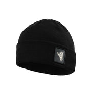 Gorro SHAKA Merino negro con pequeño parche que muestra el gesto SHAKA