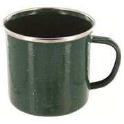 Taza metálica esmaltada verde 350 ml, altura 8 cm, diámetro 8 cm, peso 80 g