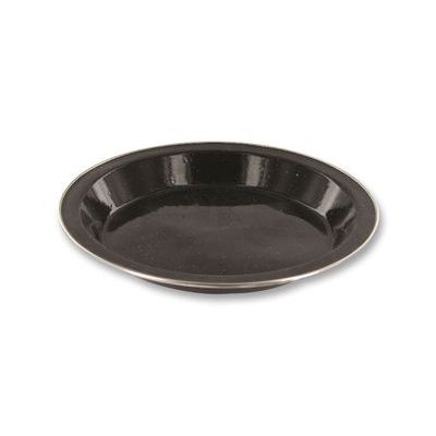 Plato metálico esmaltado hondo negro, diámetro 25 cm, peso 220 g