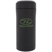 Taza Termo 330 ml negra de doble pared con tapa y espacio para bolsa de té, café instantáneo o edulcorante