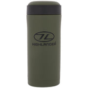Taza Termo 330 ml negra de doble pared con tapa y espacio para bolsa de té, café instantáneo o edulcorante