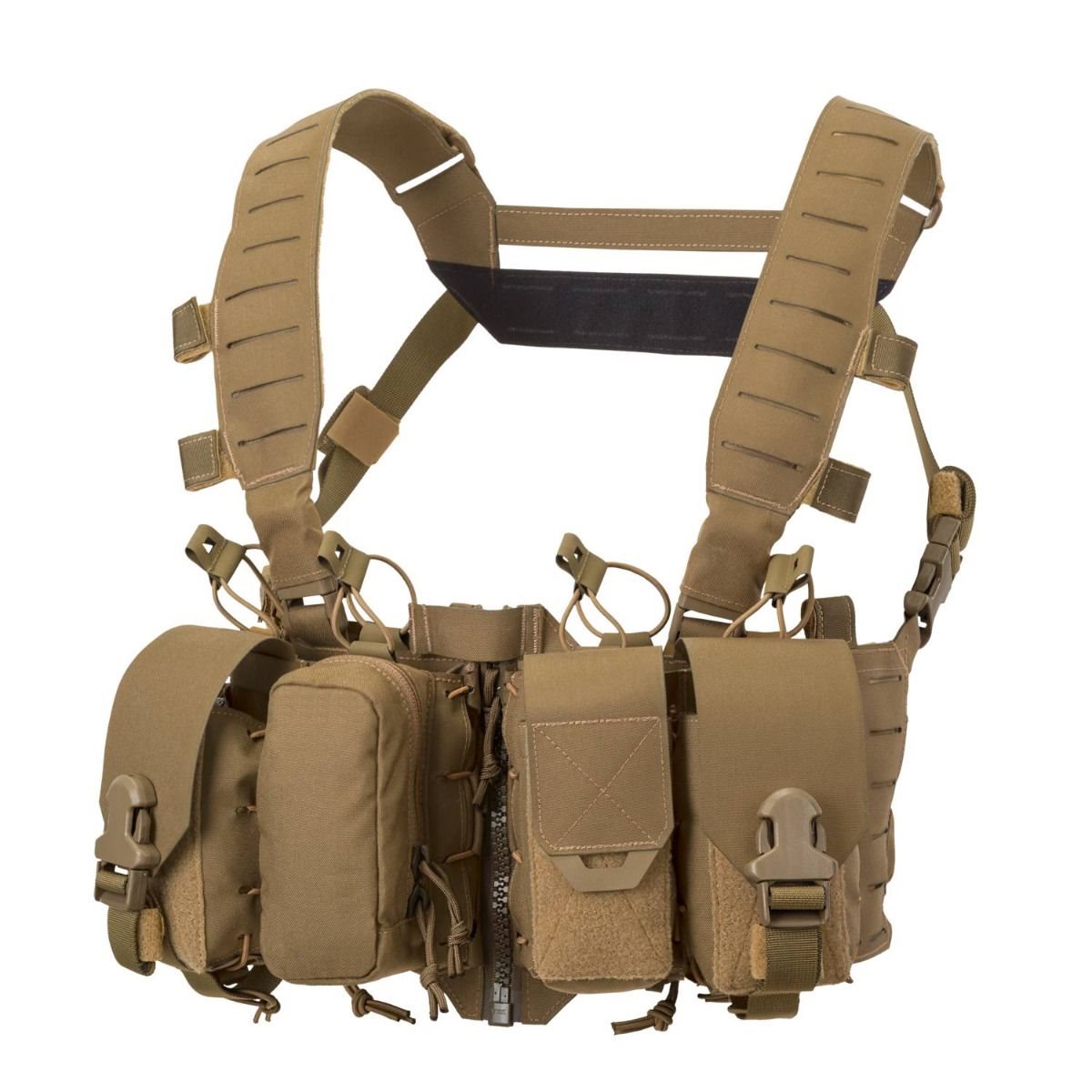 Vesta chest rig HURRICANE en 500D Cordura, construcción híbrida con bolsillos fijos y paneles PALS/MOLLE
