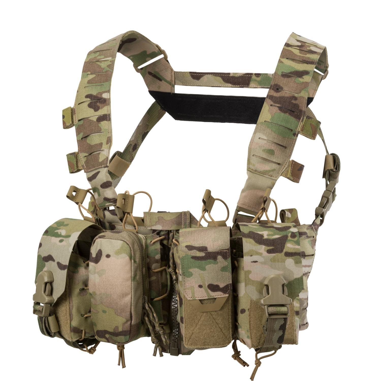 Vesta chest rig HURRICANE en 500D Cordura, construcción híbrida con bolsillos fijos y paneles PALS/MOLLE