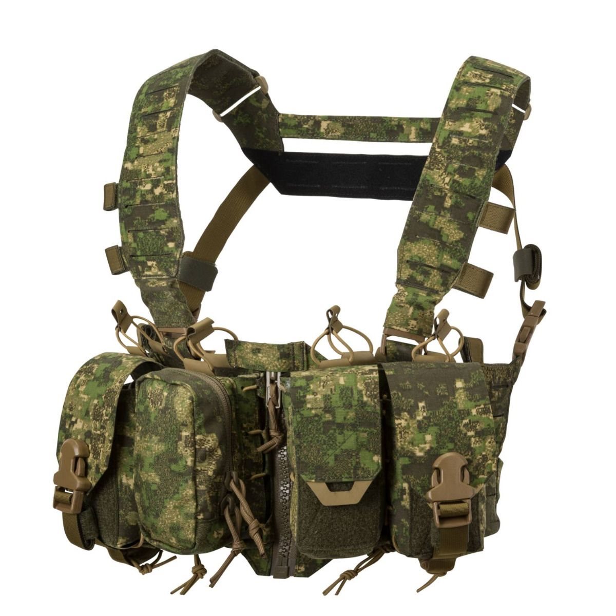Vesta chest rig HURRICANE en 500D Cordura, construcción híbrida con bolsillos fijos y paneles PALS/MOLLE