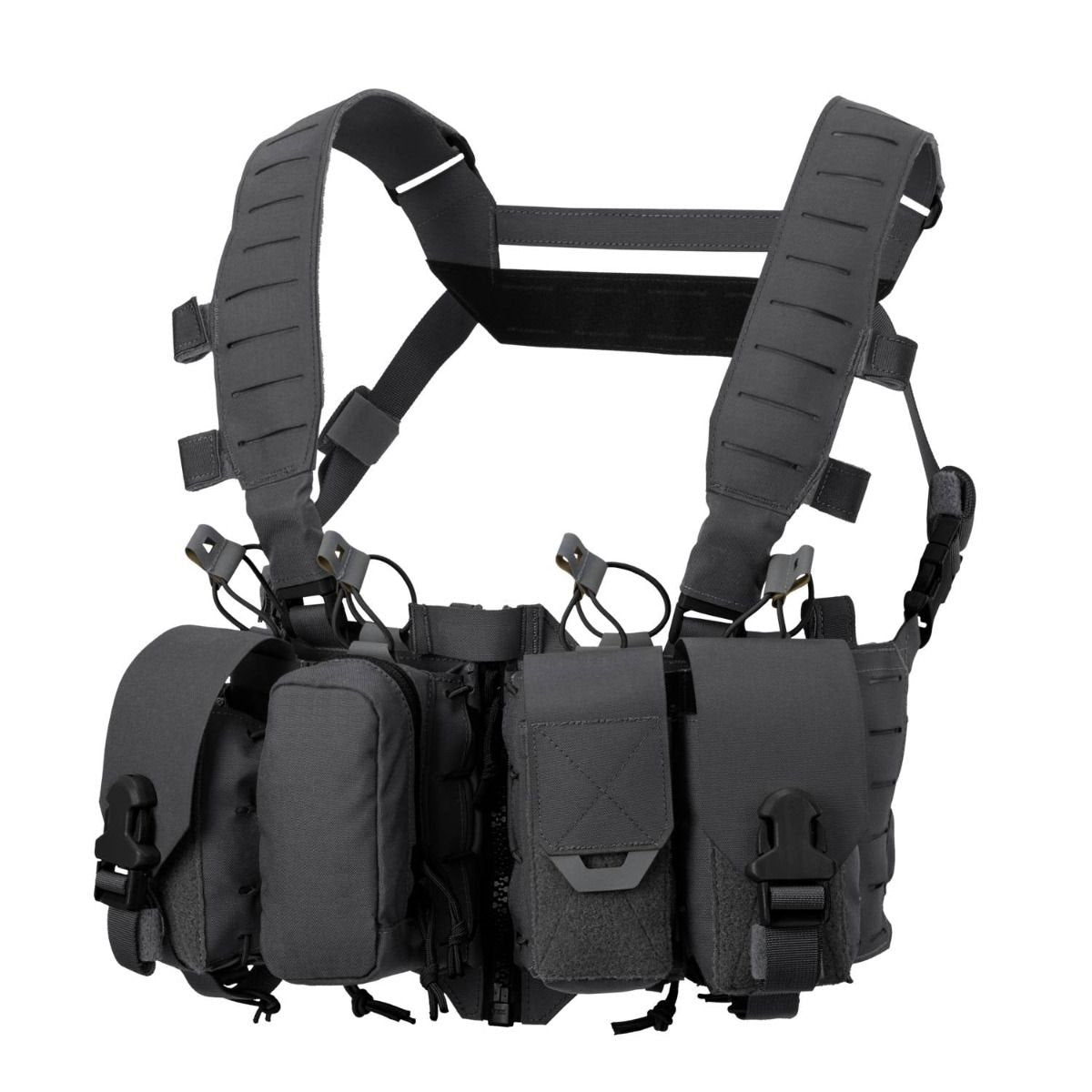Vesta chest rig HURRICANE en 500D Cordura, construcción híbrida con bolsillos fijos y paneles PALS/MOLLE