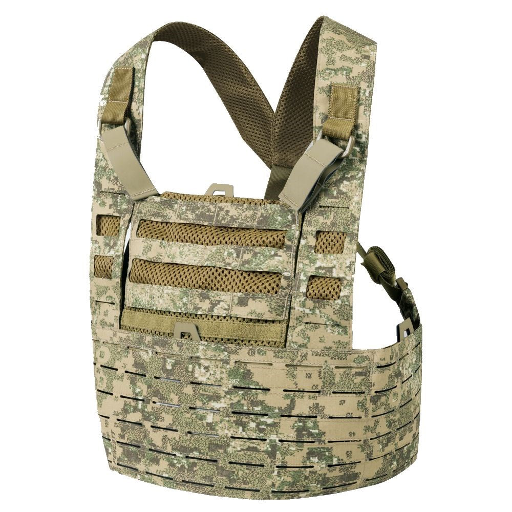 Chest Rig Typhoon en laminado de nylon ligero, vista frontal mostrando compatibilidad PALS/MOLLE