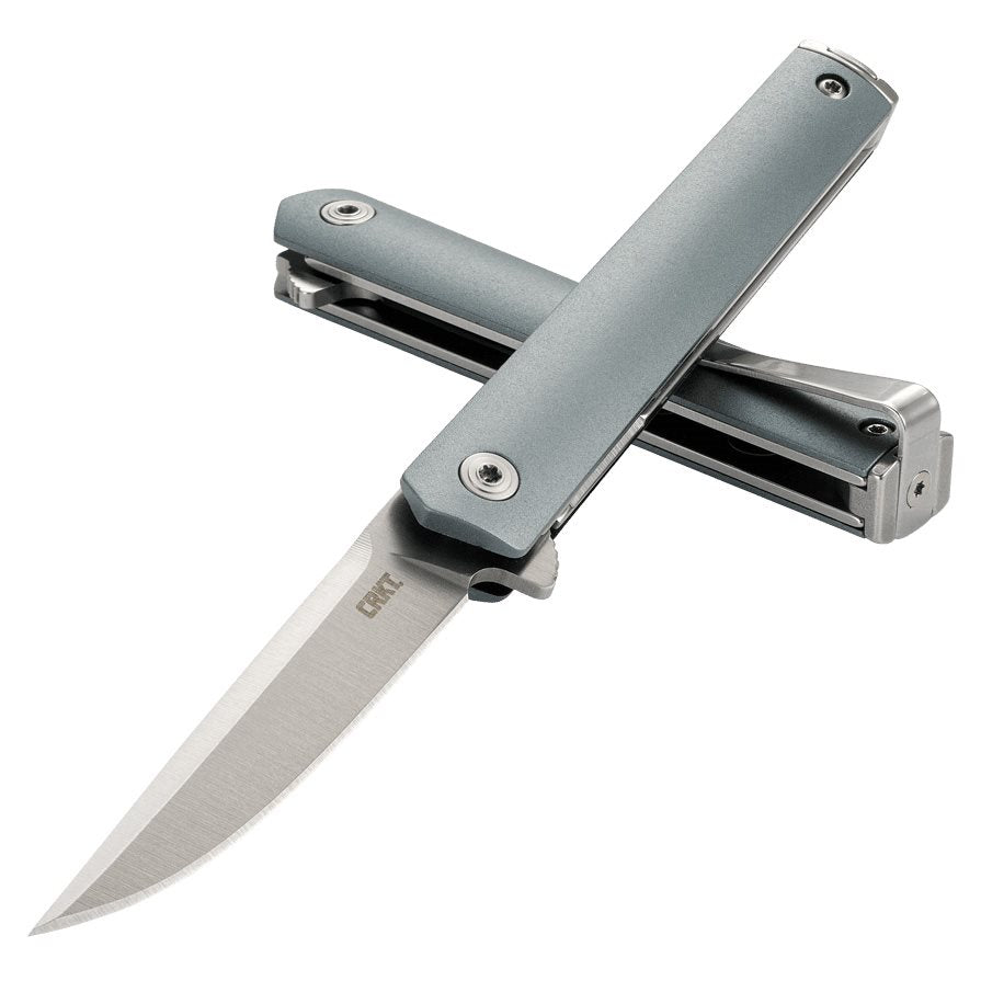 Cuchillo plegable CRKT CEO Compact azul con hoja lisa de acero 1.4116 y flipper IKBS