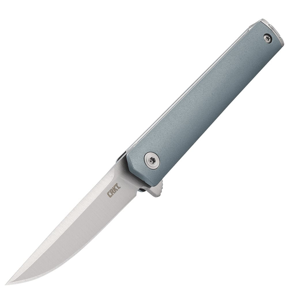 Cuchillo plegable CRKT CEO Compact azul con hoja lisa de acero 1.4116 y flipper IKBS