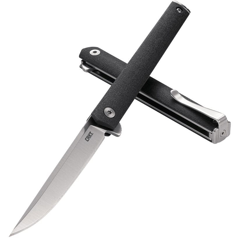 Navaja CRKT CEO Flipper negra con hoja AUS-8 y mango de nylon reforzado