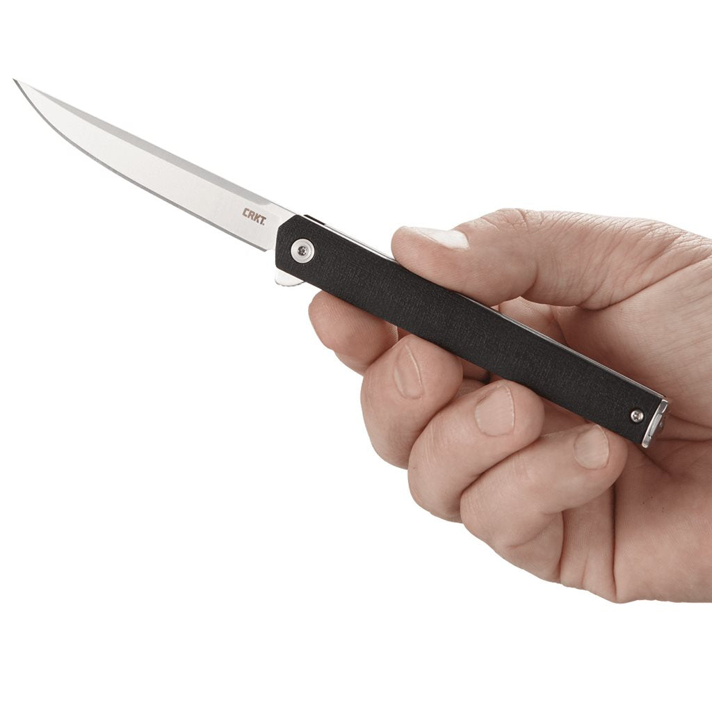 Navaja CRKT CEO Flipper negra con hoja AUS-8 y mango de nylon reforzado