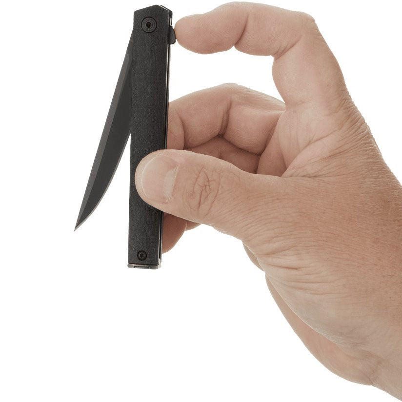 Navaja plegable CRKT CEO Flipper Blackout negra, hoja AUS-8 con EDP y cierre LinerLock