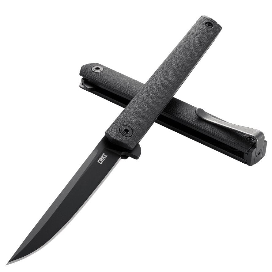 Navaja plegable CRKT CEO Flipper Blackout negra, hoja AUS-8 con EDP y cierre LinerLock