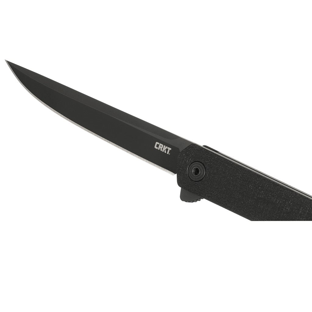 Navaja plegable CRKT CEO Flipper Blackout negra, hoja AUS-8 con EDP y cierre LinerLock