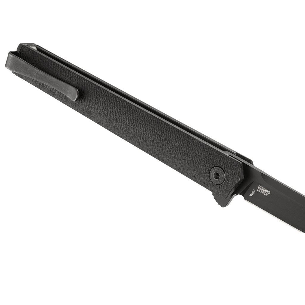 Navaja plegable CRKT CEO Flipper Blackout negra, hoja AUS-8 con EDP y cierre LinerLock