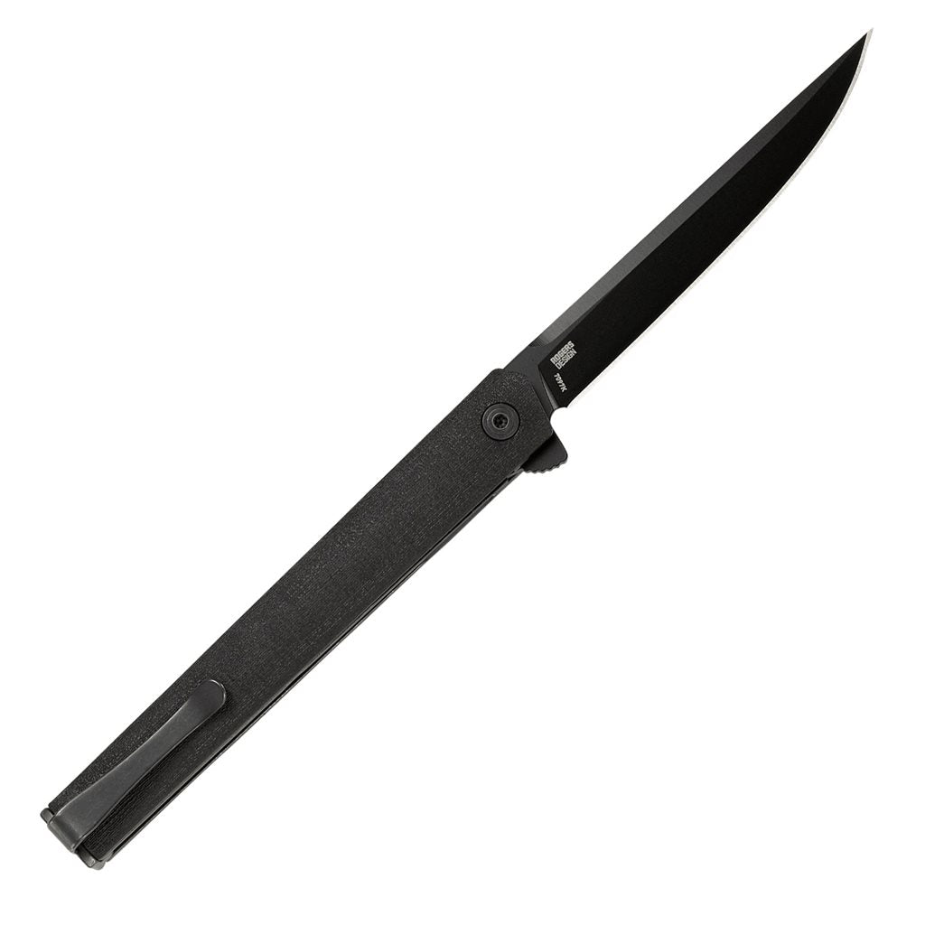Navaja plegable CRKT CEO Flipper Blackout negra, hoja AUS-8 con EDP y cierre LinerLock