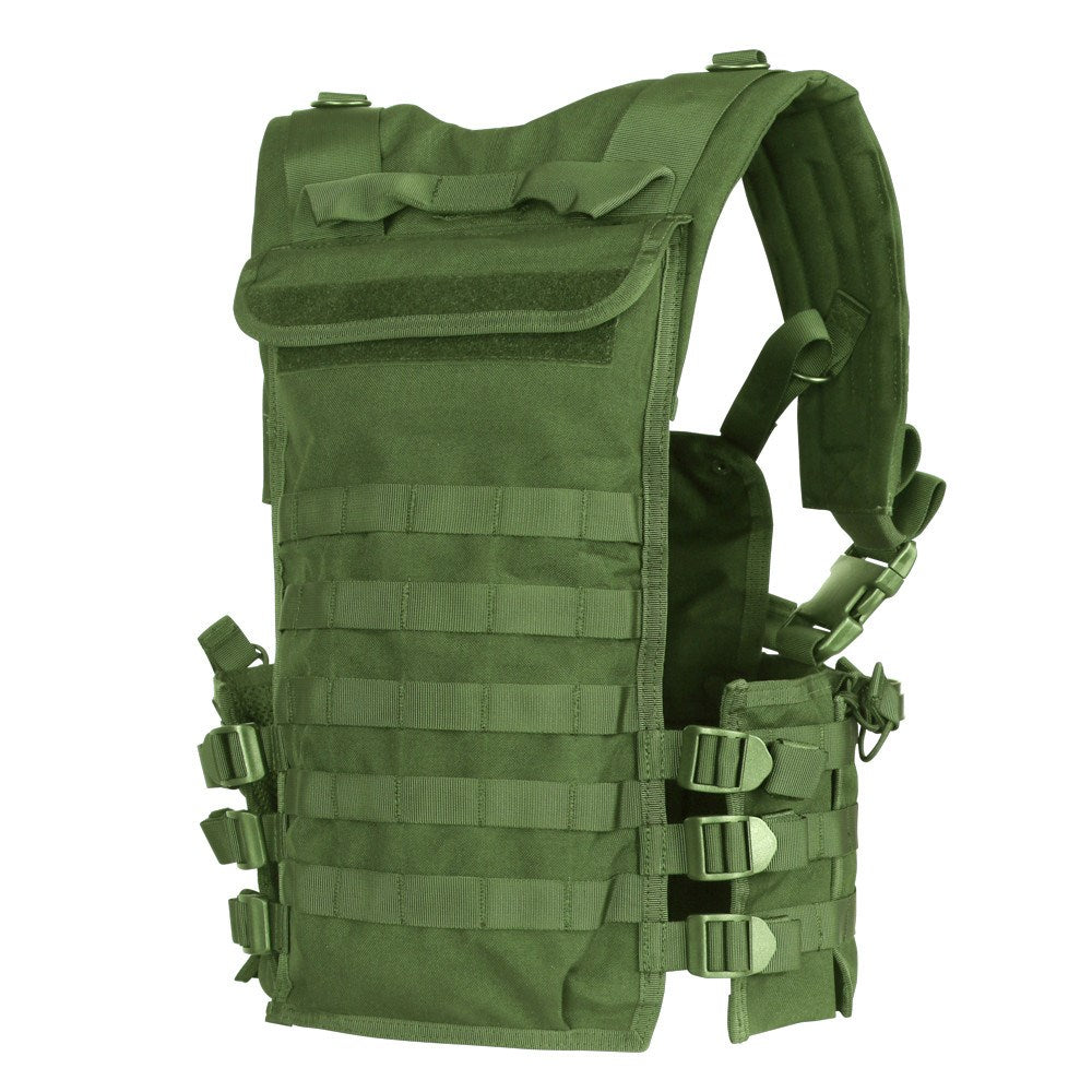 Chaleco táctico MOLLE Chest Set verde Condor con seis portacargadores para M4 y bolsillo trasero para bolsa de hidratación
