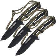 Set de 3 cuchillos arrojadizos TH-44 con diseño de hoja fija