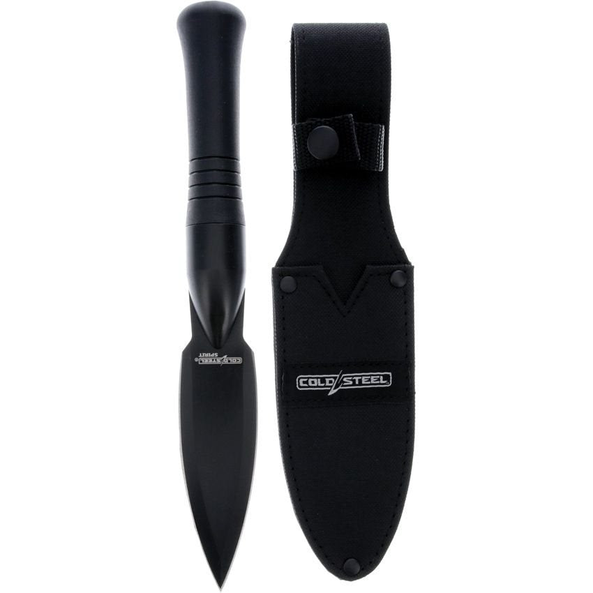 Cuchillo fijo SPIRIT con hoja Spear point negra y funda