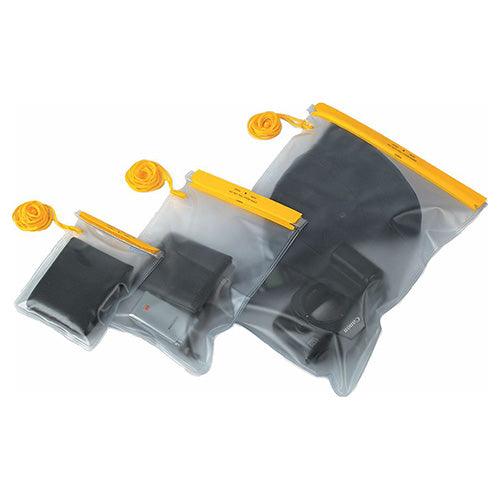 Estuche impermeable transparente para colgar al cuello, pack de 3 unidades amarillas