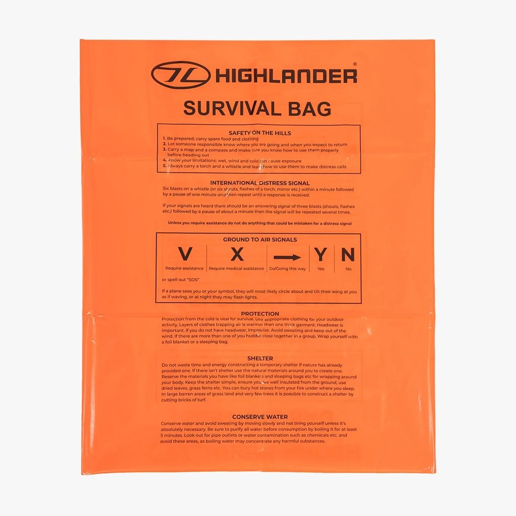 Saco de emergencia naranja 90 x 180 cm, peso 260 g, alta visibilidad