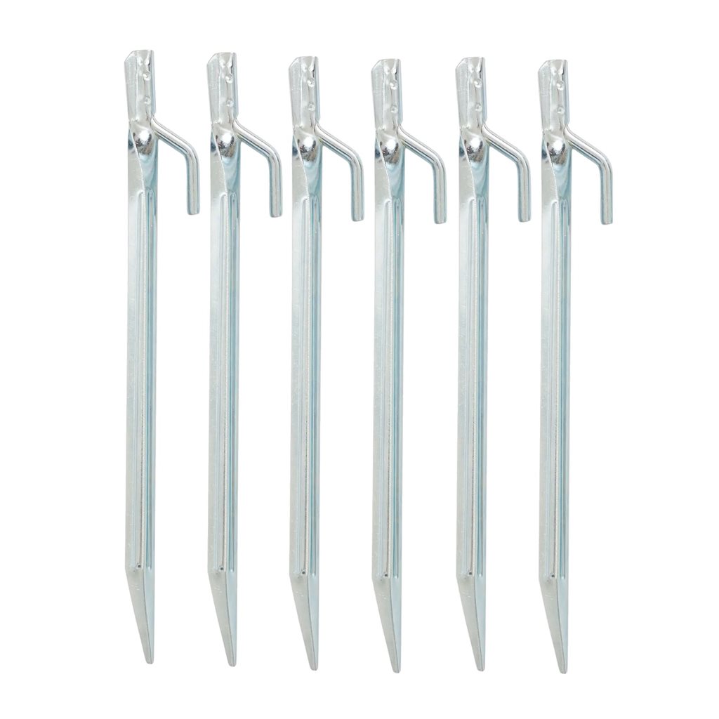 Estacas de tienda de acero perfil L 23 cm, juego de 6