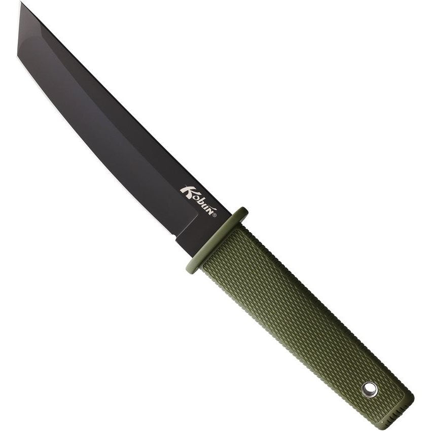 Cuchillo KOBUN tanto verde, hoja fija y perfil delgado para porte discreto