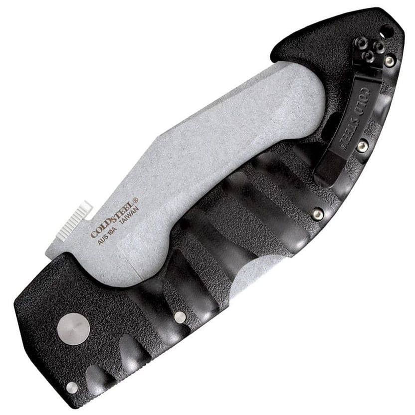 Cuchillo plegable SPARTAN con filo liso sobre fondo blanco
