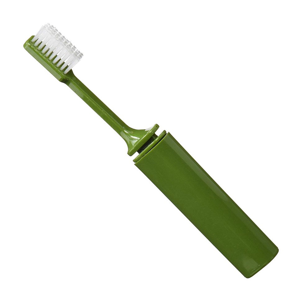 Cepillo de dientes plegable verde de plástico