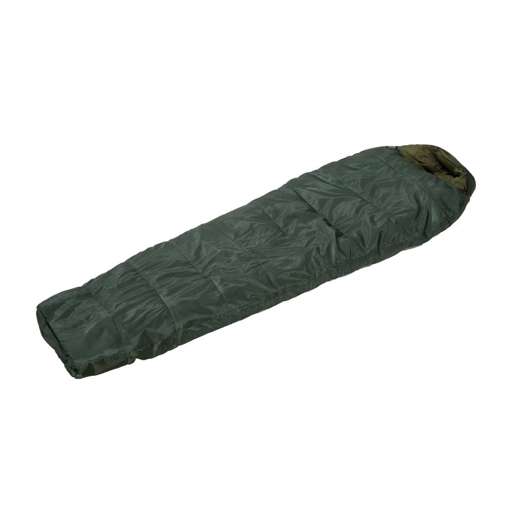 Saco de dormir invernal OLIF 35 verde, forma momia, nylon 70D rip-stop, relleno sintético 200 g/m2