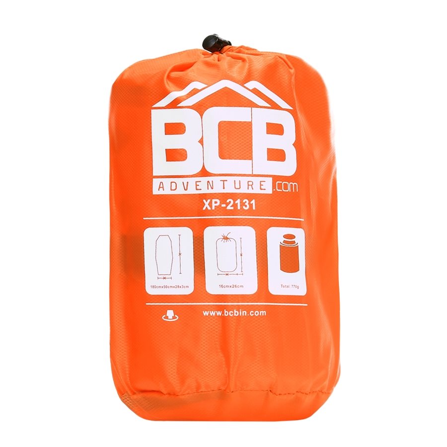 Colchoneta autohinchable naranja con funda, 180 x 50 cm
