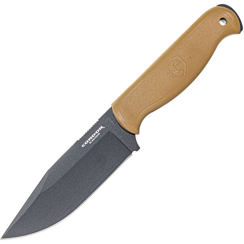 Cuchillo FIGHTER hoja fija DESERT, acero 1075 con Cerakote, longitud total 24,7 cm