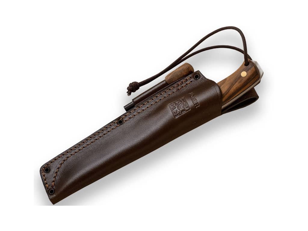 CUCHILLO DE SUPERVIVENCIA JOKER NOMAD 6.5" MANGO DE NOGAL, CON FERROCERIO - Espadas y Más