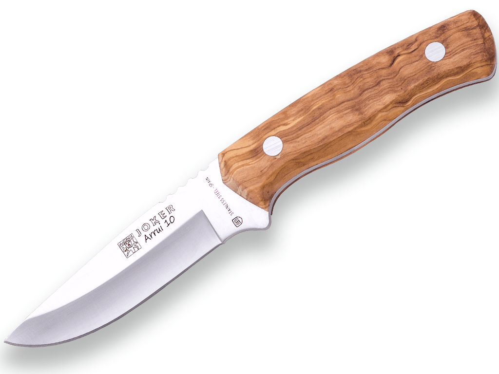 Imagen de Cuchillo Bushcraft Joker Arrui 12 Cm De Hoja Inox 420 Y Cachas Madera De Olivo CO63 parte de nuestra colección en Espadas y más, sitio oficial.