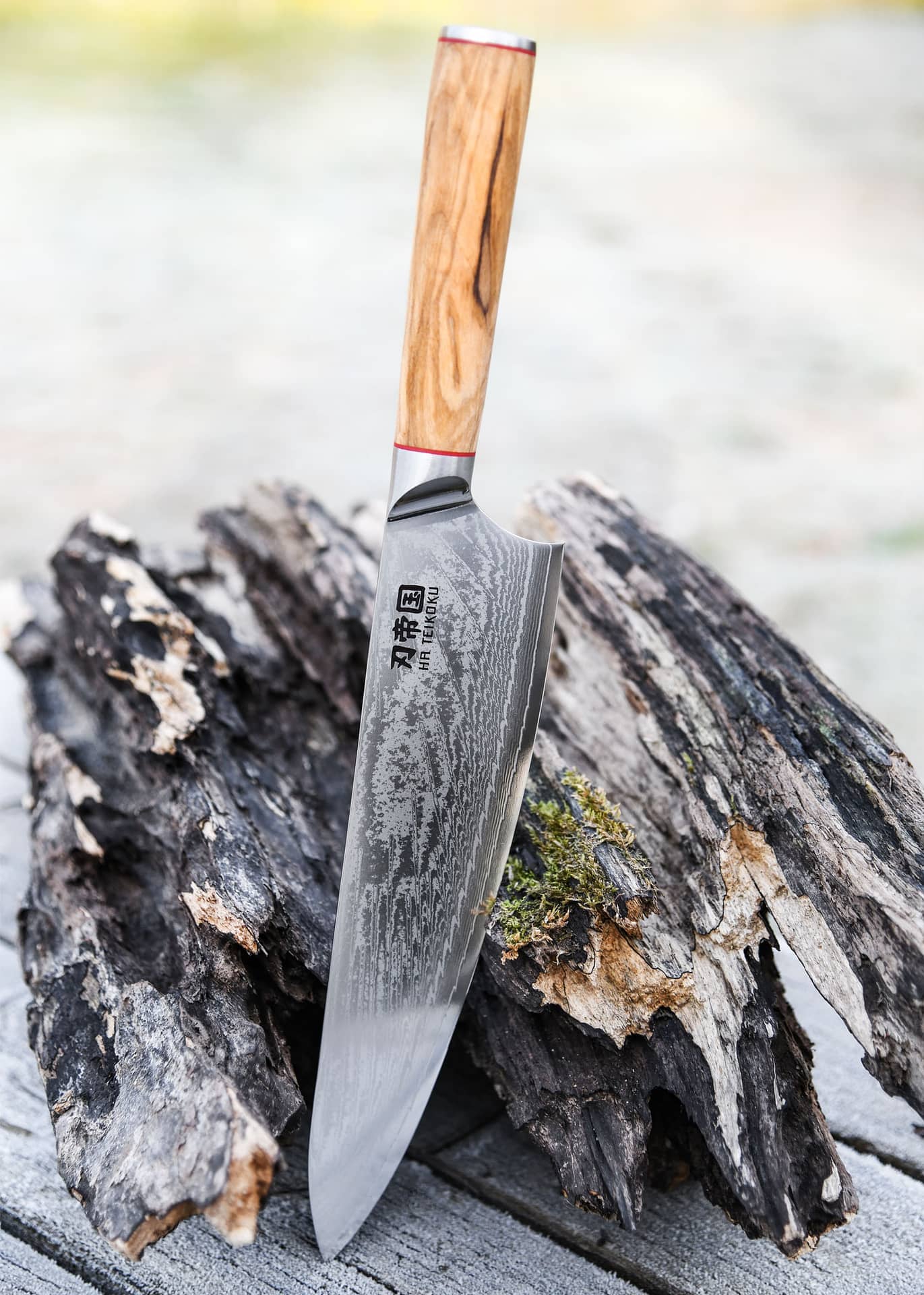 Cuchillo cebollero, longitud de la hoja 24 cm, acero de Damasco DCK-OK9 - Espadas y Más