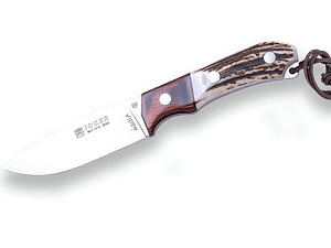 CUCHILLO DE CAZA JOKER AGUILA,PUÑO EN ASTA DE CIERVO, VIROLA STAMINA, HOJA DE 10,5 CM. FUNDA DE CUERO CC105 - Espadas y Más
