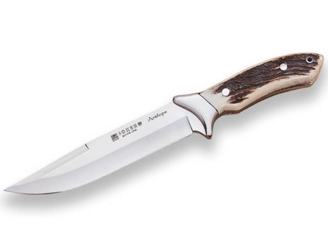 Imagen de Cuchillo De Caza Joker Antílope, Cachas Asta De Ciervo Y Hoja 19,5 Cm.Funda De Cuero. CC01 parte de nuestra colección en Espadas y más, sitio oficial.