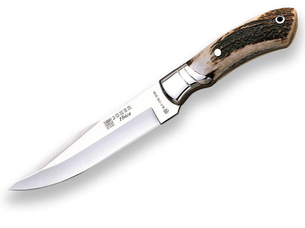 Imagen de Cuchillo De Caza Joker Ibice, Mango Asta De Ciervo Y Hoja Acero Inox De 15 Cm.Funda De Cuero. CC03 parte de nuestra colección en Espadas y más, sitio oficial.