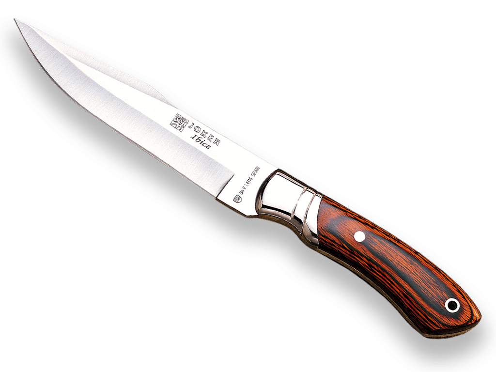 Imagen de Cuchillo De Caza Joker Ibice, Mango Madera Roja Y Hoja De 15 Cm Acero Inox. Funda De Cuero. CR03 parte de nuestra colección en Espadas y más, sitio oficial.