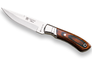 CUCHILLO DE CAZADOR CON VIROLA CACHAS EN MADERA ROJA PRENSADA Y HOJA DE 12 CM. CR04 - Espadas y Más