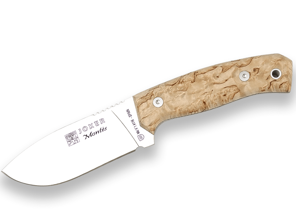 Imagen de Cuchillo De Monte Enterizo Con Cachas De Abedul Rizado Y Hoja De 10,5 Cm CL59 parte de nuestra colección en Espadas y más, sitio oficial.