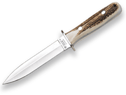 CUCHILLO DE MONTE ENTERIZO CON CACHAS EN ASTA DE CIERVO Y HOJA DOBLE FILO DE 15,5 CM. CC43 - Espadas y Más