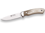 CUCHILLO DE MONTE ENTERIZO CON CACHAS EN ASTA DE TORO Y HOJA DE 9,5 CM CA16 - Espadas y Más