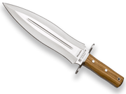 CUCHILLO DE REMATE JOKER BISONTE CON PUÑO DE OLIVO Y HOJA DE DOBLE FILO DE 25,5 CM. FUNDA DE CUERO CO44 - Espadas y Más
