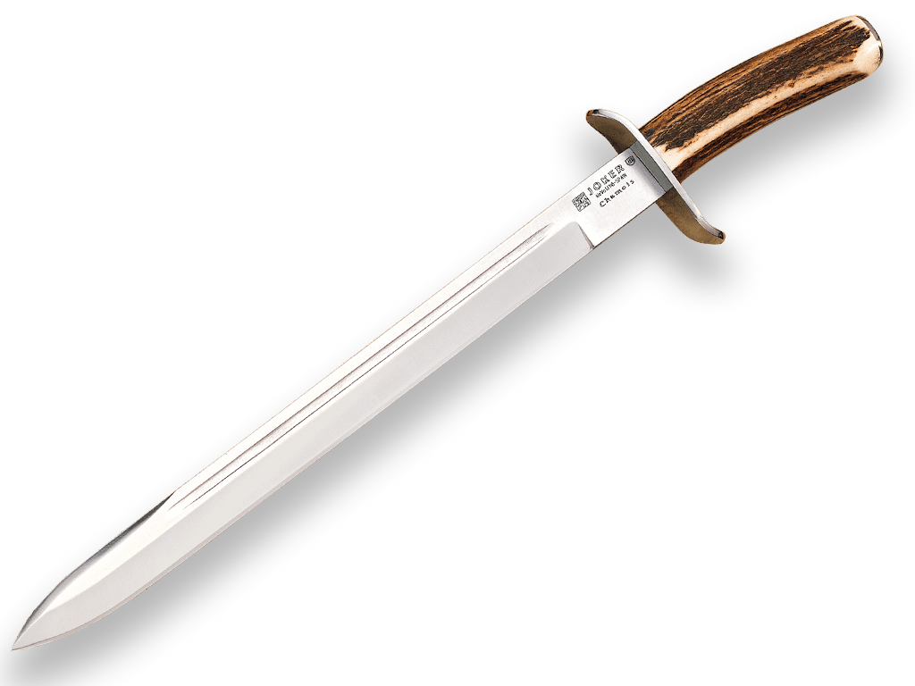 Imagen de Cuchillo De Remate Joker Chamoís, Puño Asta De Ciervo, Hoja De 33 Cm. Funda De Cuero CC30 parte de nuestra colección en Espadas y más, sitio oficial.