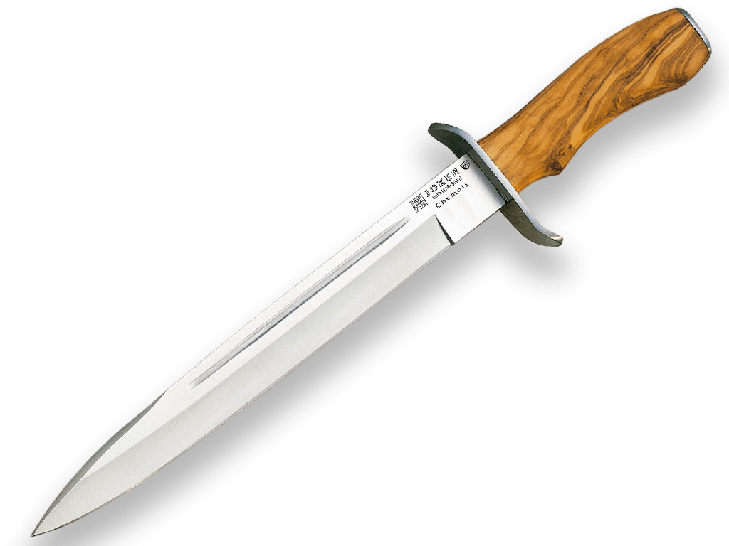 CUCHILLO DE REMATE JOKER CHAMOÍS, PUÑO DE CIERVO, HOJA DE 25,5 CM.FUNDA DE CUERO CC31 - Espadas y Más